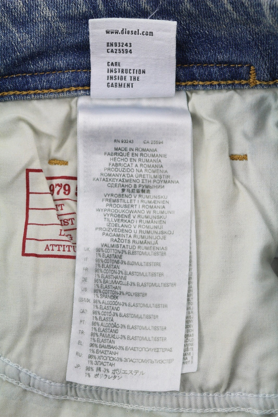 DIESEL 1979 Sleenker E9C01 Men's Jeans W36/L32 Skinny Distress Blue Low RRP275