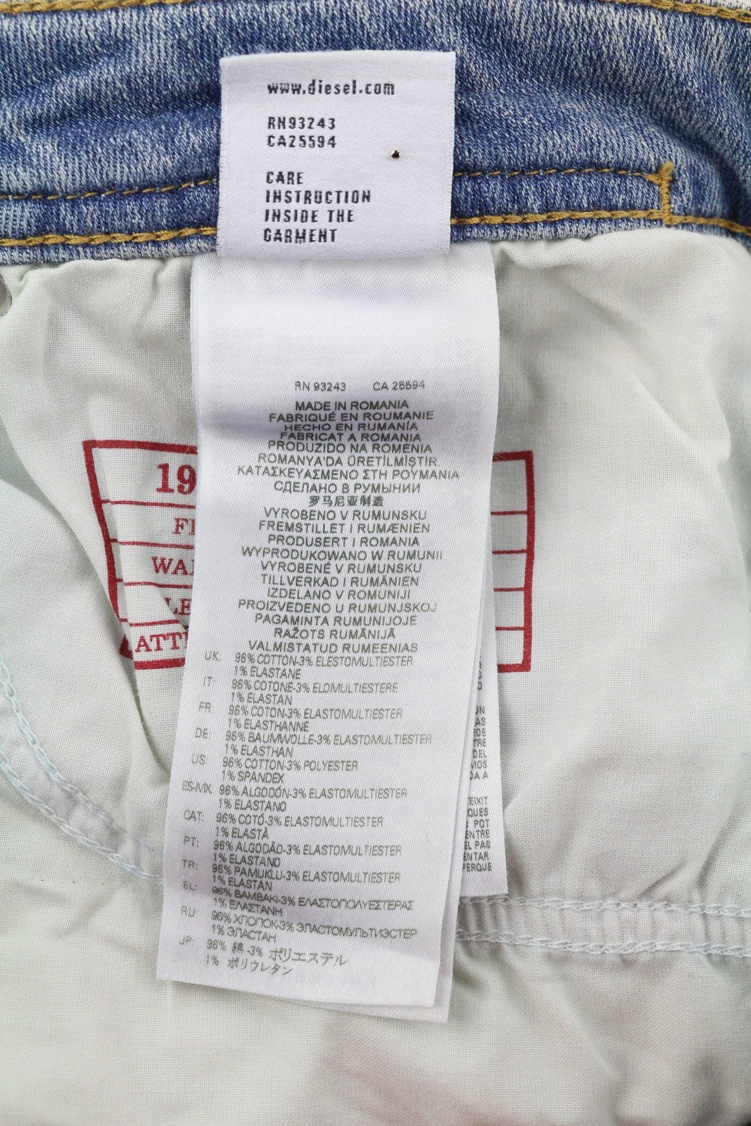 DIESEL 1979 Sleenker E9C01 Men Jeans W34/L30 Skinny Distress Denim Blue RRP275