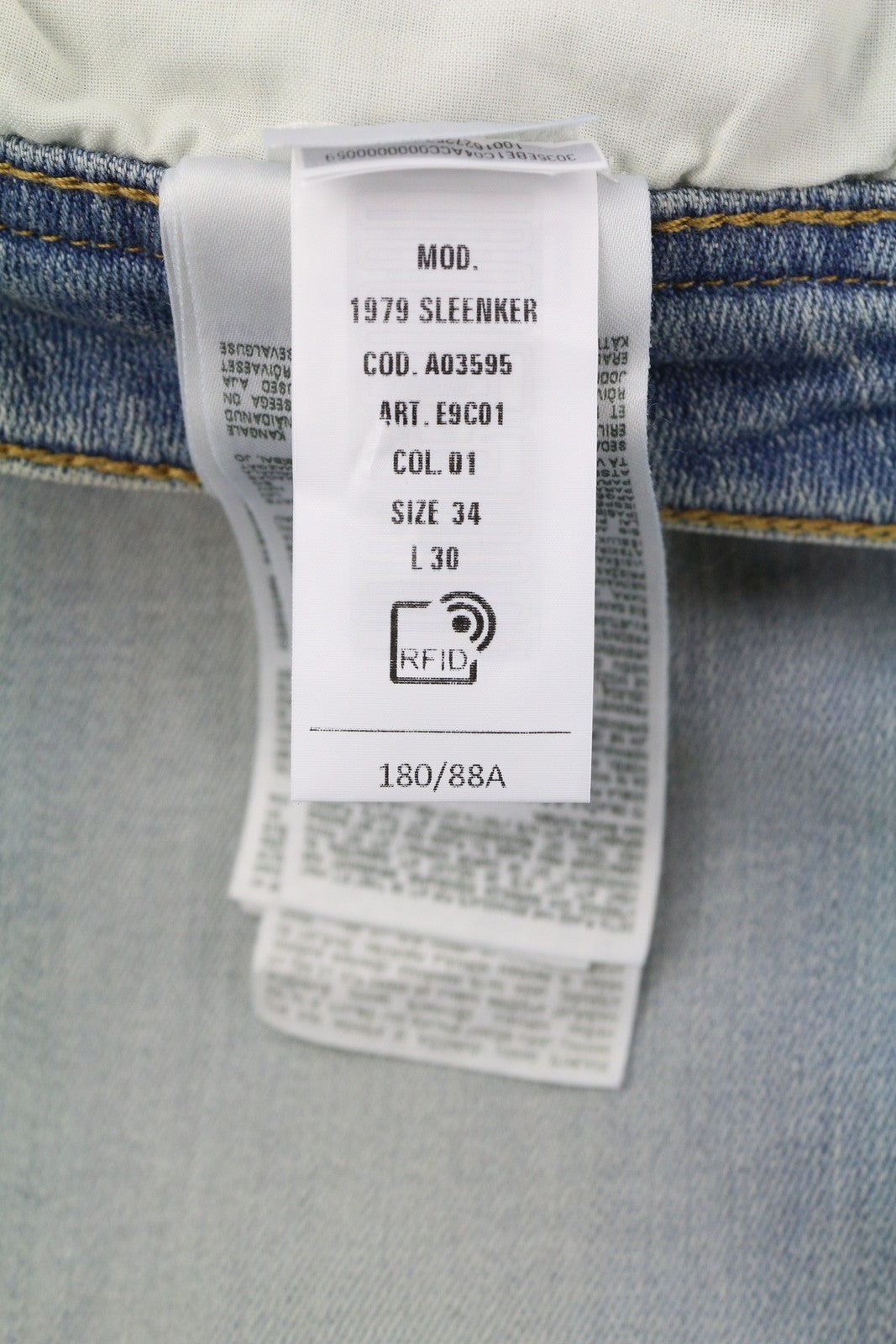 DIESEL 1979 Sleenker E9C01 Men Jeans W34/L30 Skinny Distress Denim Blue RRP275