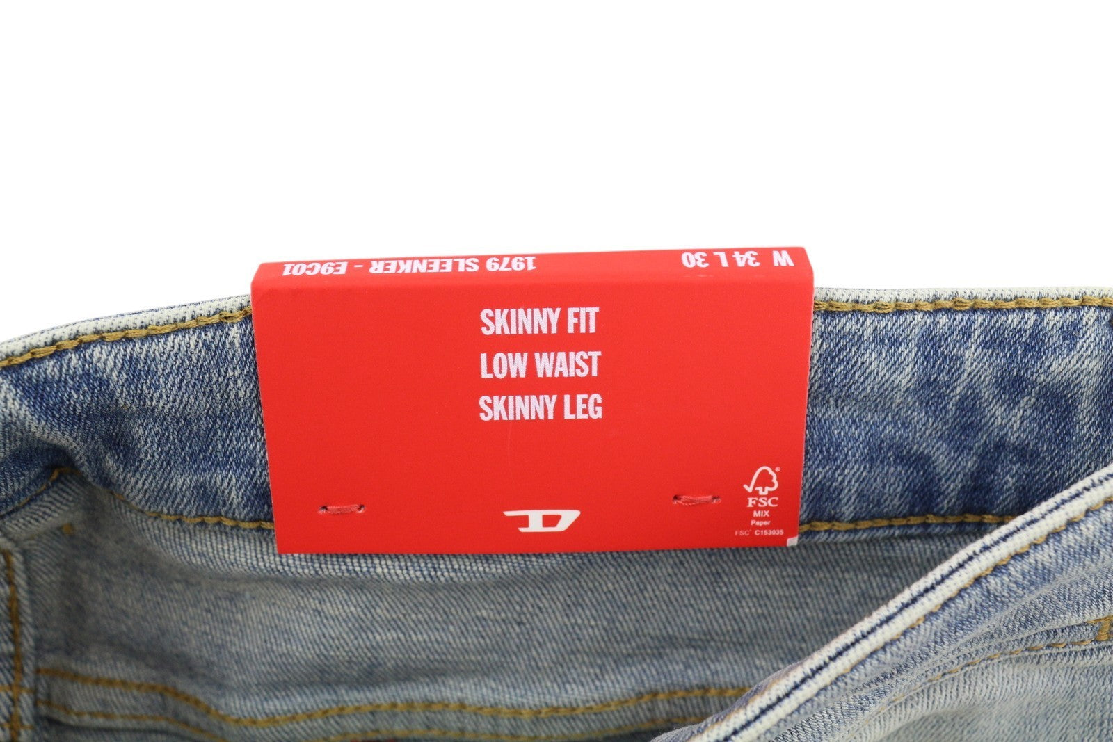 DIESEL 1979 Sleenker E9C01 Men Jeans W34/L30 Skinny Distress Denim Blue RRP275