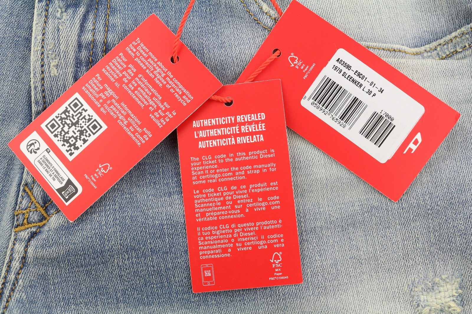 DIESEL 1979 Sleenker E9C01 Men Jeans W34/L30 Skinny Distress Denim Blue RRP275