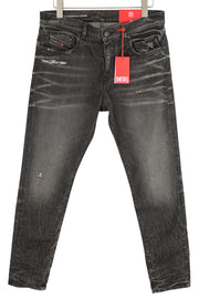 DIESEL 2019 D-Strukt 09H51 Men Jeans W32/L32 Slim Washed Black Distress RRP250