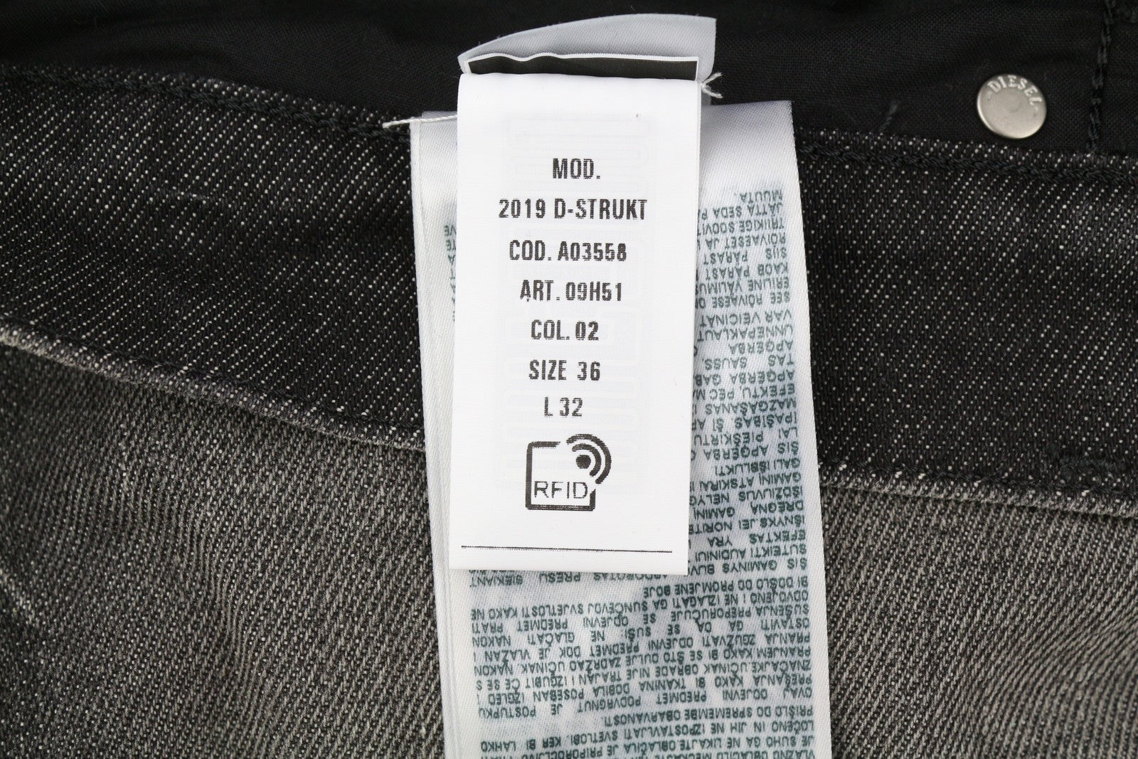 DIESEL 2019 D-Strukt 09H51 Men's Jeans W36/L32 Slim Black Distressed RRP250