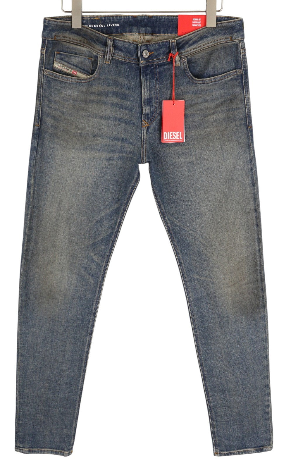DIESEL 1979 Sleenker 09H69 Men Jeans W34/L32 Skinny Low Waist Blue Denim RRP225
