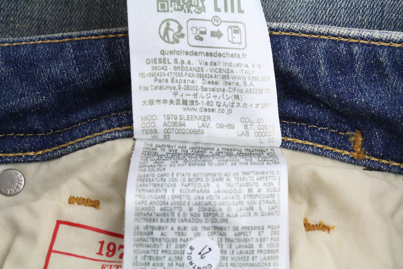 DIESEL 1979 Sleenker 09H69 Men Jeans W32/L32 Skinny Blue Low Waist Denim RRP225