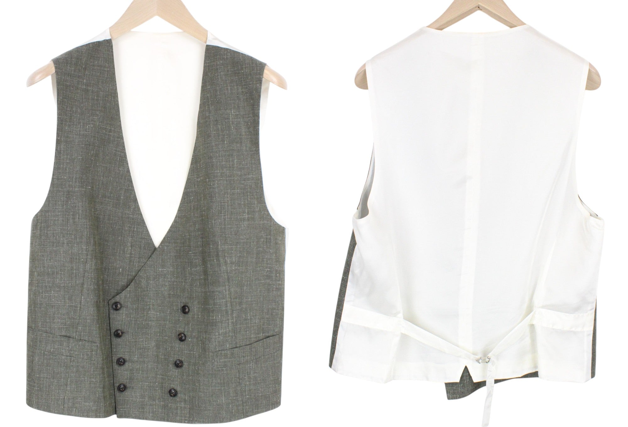 SUITSUPPLY La Spalla Men's UK46R Green Single-Breasted Wool Silk Linen 3 Piece