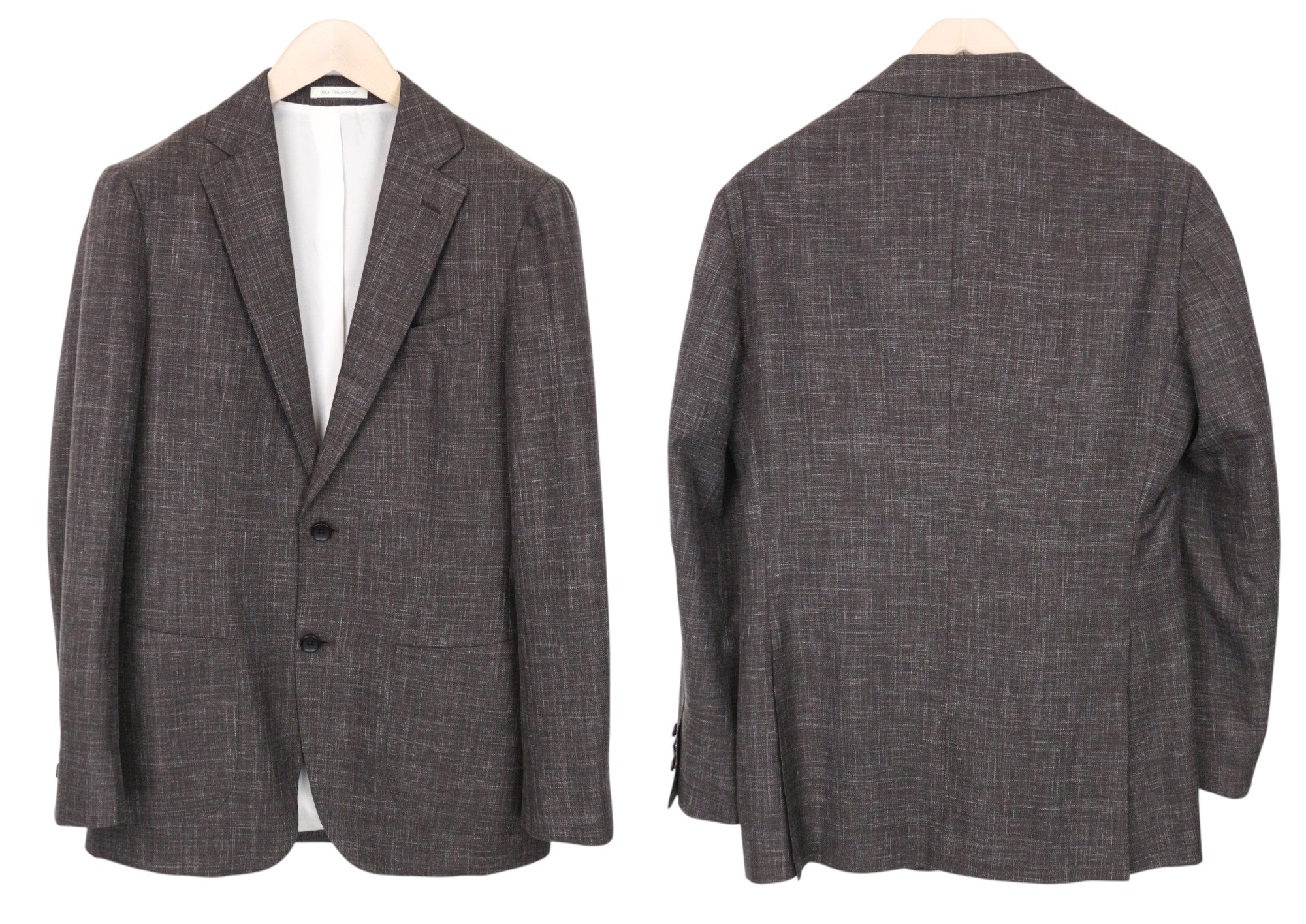 SUITSUPPLY Havana Patch Men's Suit UK36R Wool Silk Linen Brown Slim 3-Piece