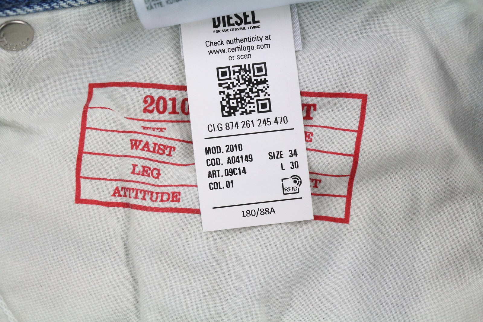 DIESEL 2010 09C14 Men's Jeans W34/L30 Loose Straight Washed Blue Denim RRP250