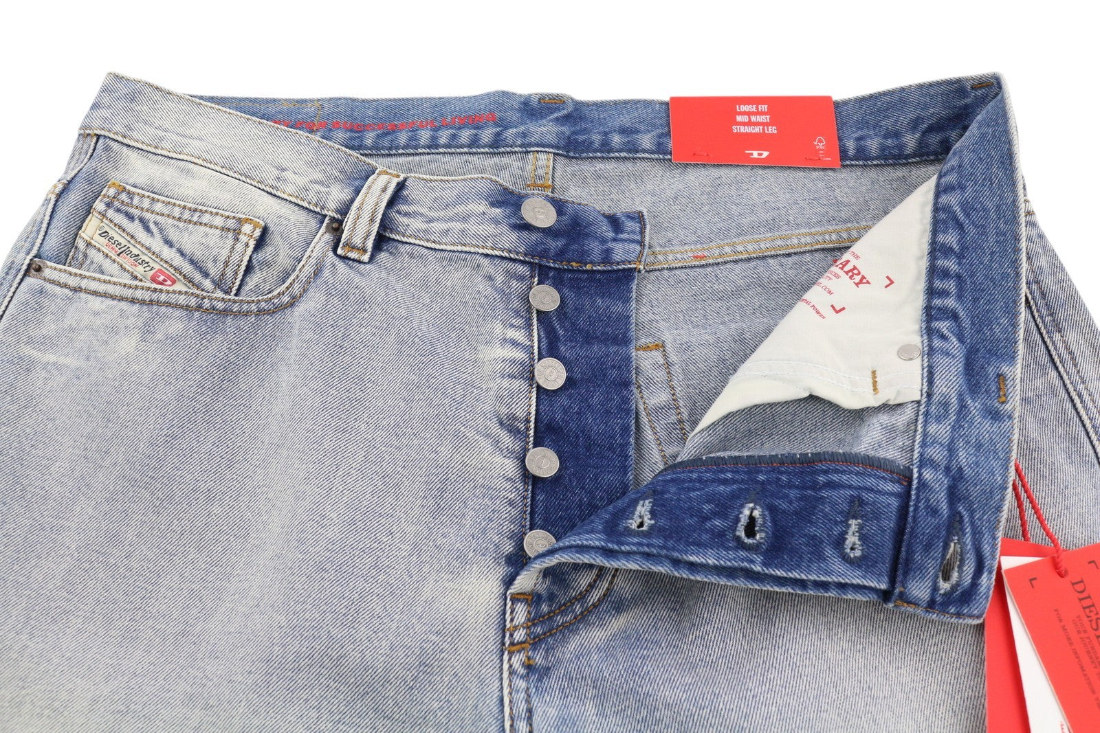 DIESEL 2010 09C14 Men Jeans W36/L30 Loose Fit Straight Blue Washed Denim RRP250