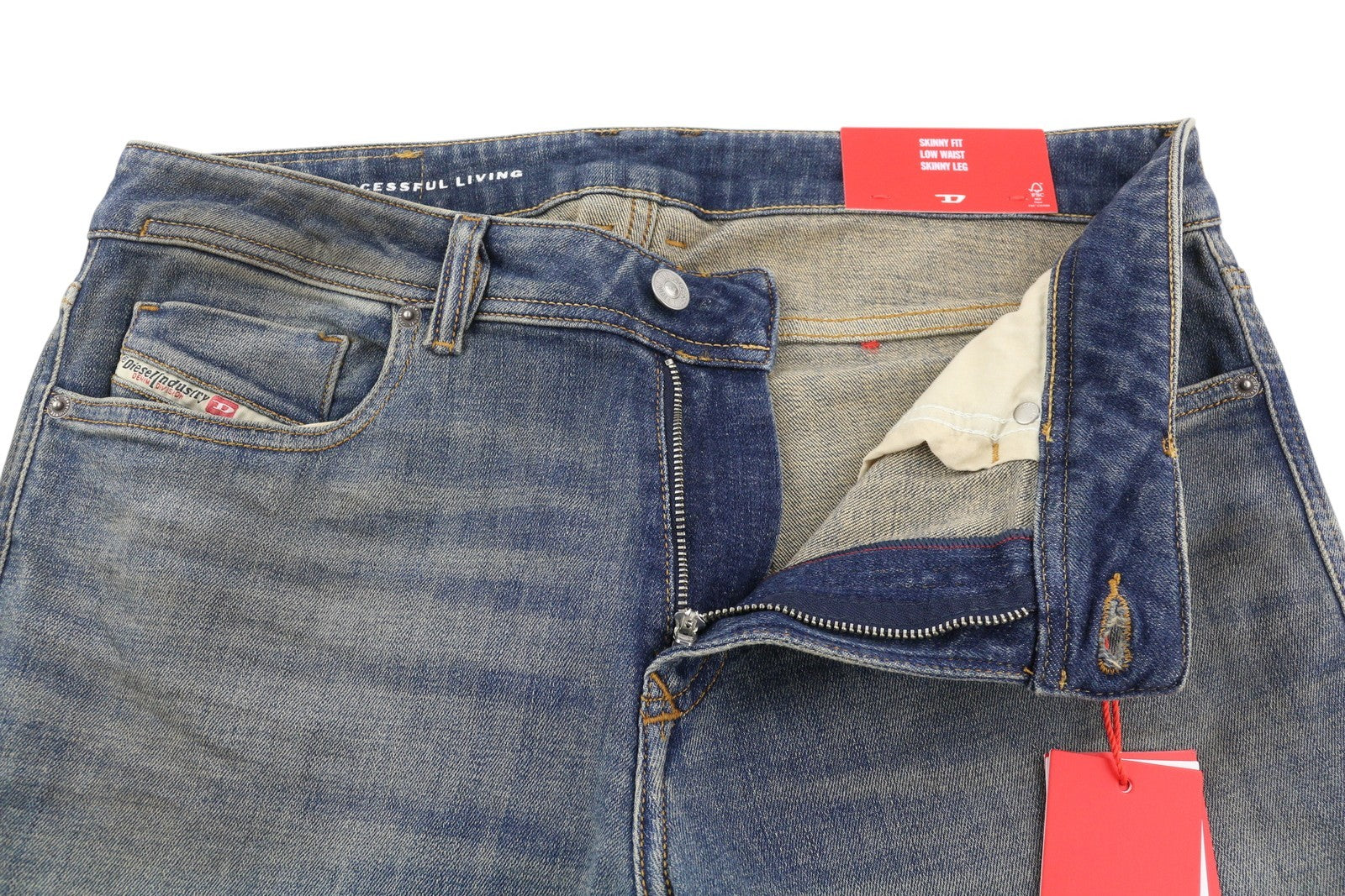 DIESEL 1979 Sleenker 09H69 Men's W38/L32 Skinny Low Rise Zip Blue Denim RRP225