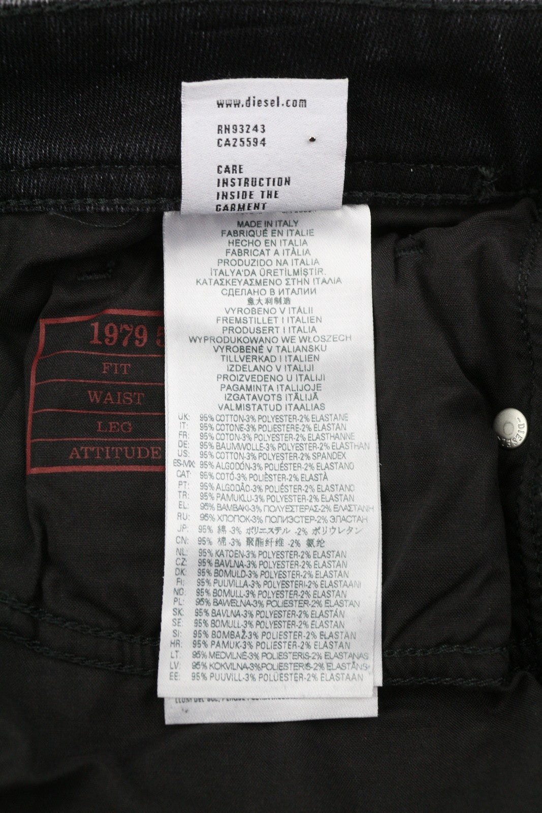 DIESEL 1979 Sleenker 09A89 Men W34/L30 Skinny Distressed Low Waist Black RRP275