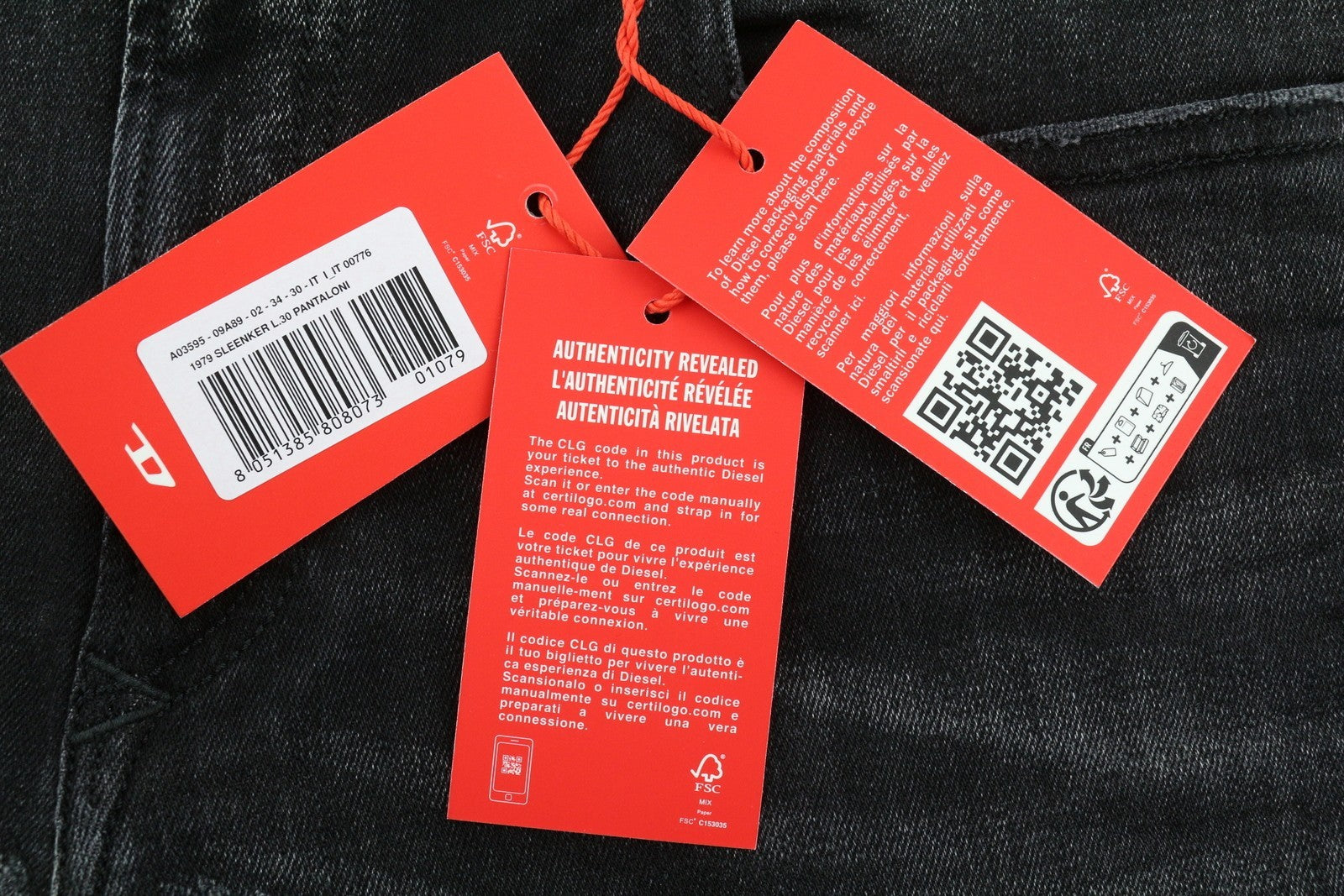 DIESEL 1979 Sleenker 09A89 Men W34/L30 Skinny Distressed Low Waist Black RRP275