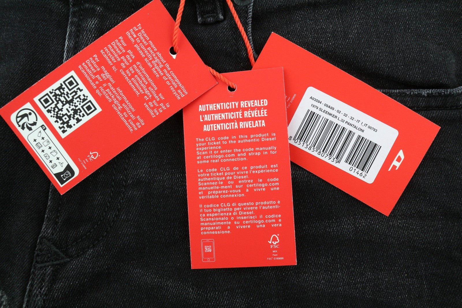 DIESEL 1979 Sleenker 09A89 Men W32/L32 Skinny Low Rise Distressed Black RRP275