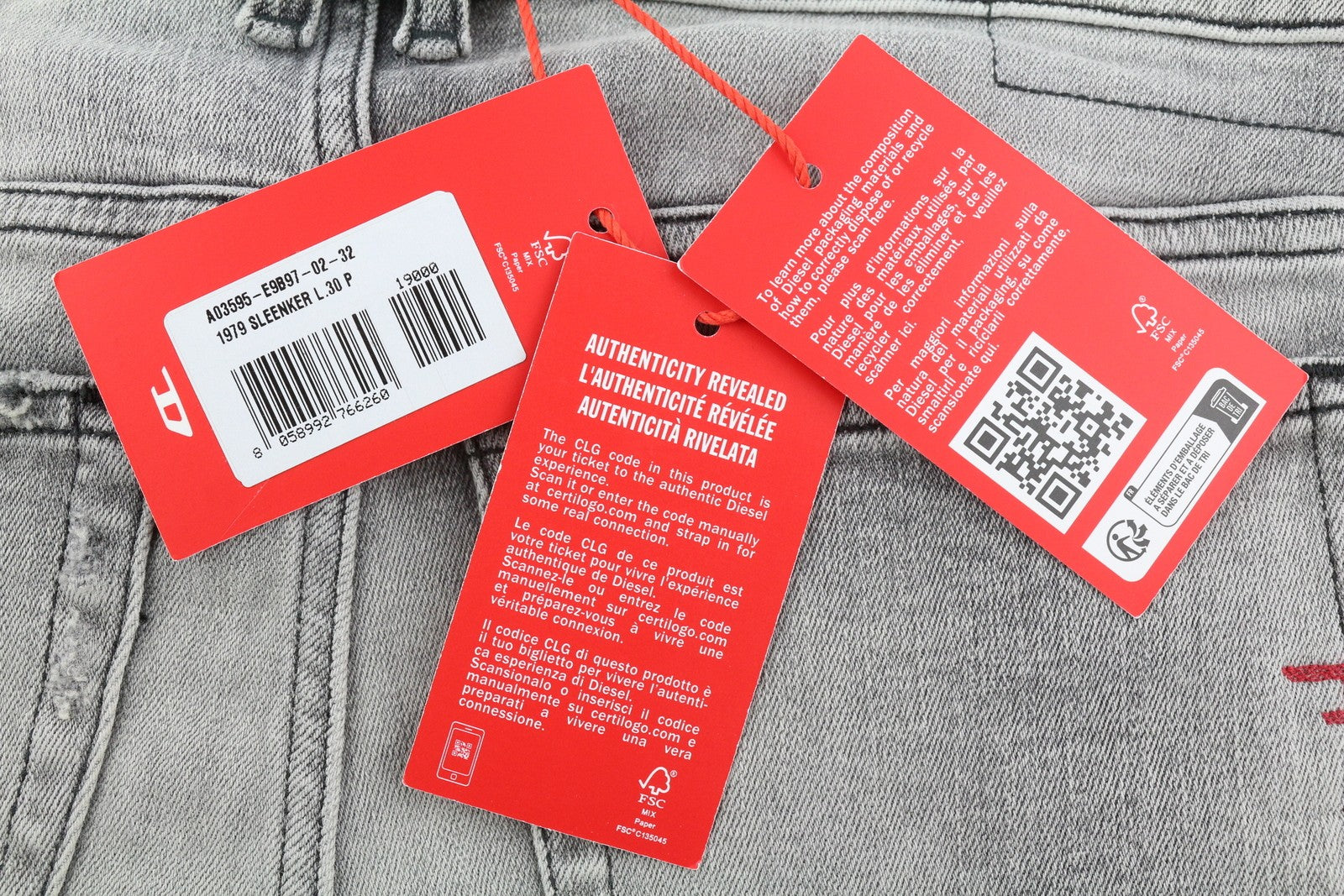 DIESEL 1979 Sleenker E9B97 Men W32/L30 Skinny Grey Distressed Low Waist RRP250