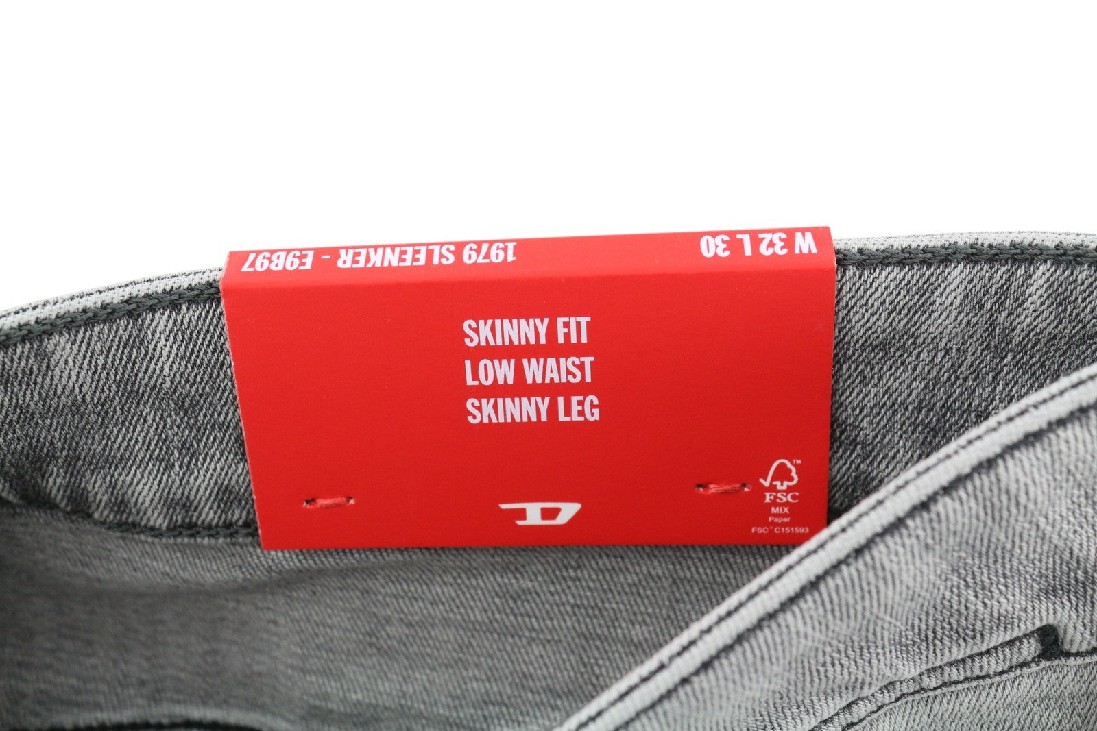 DIESEL 1979 Sleenker E9B97 Men W32/L30 Skinny Grey Distressed Low Waist RRP250