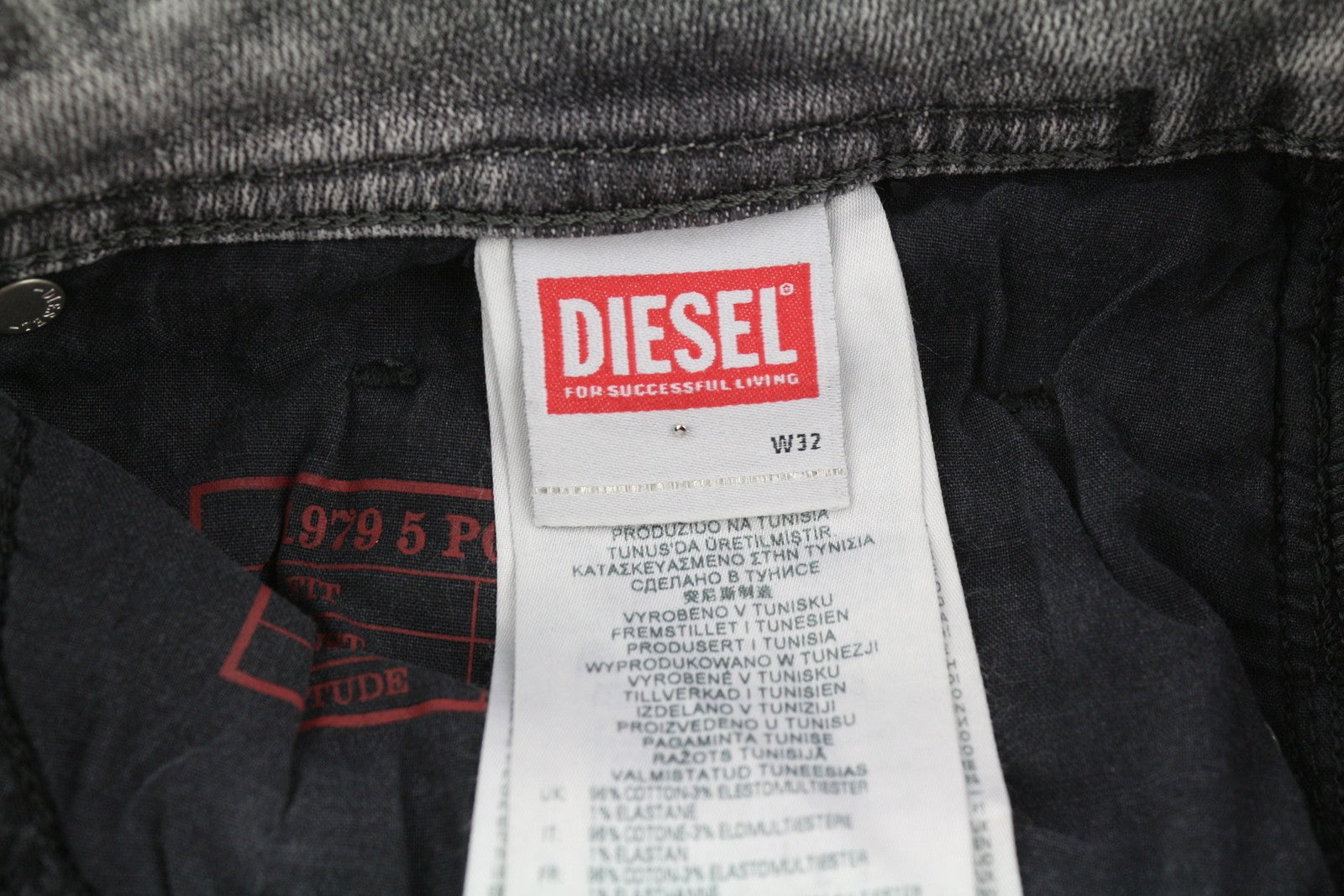 DIESEL 1979 Sleenker E9B97 Men's W32/L34 Skinny Grey Worn Look Low Waist RRP250