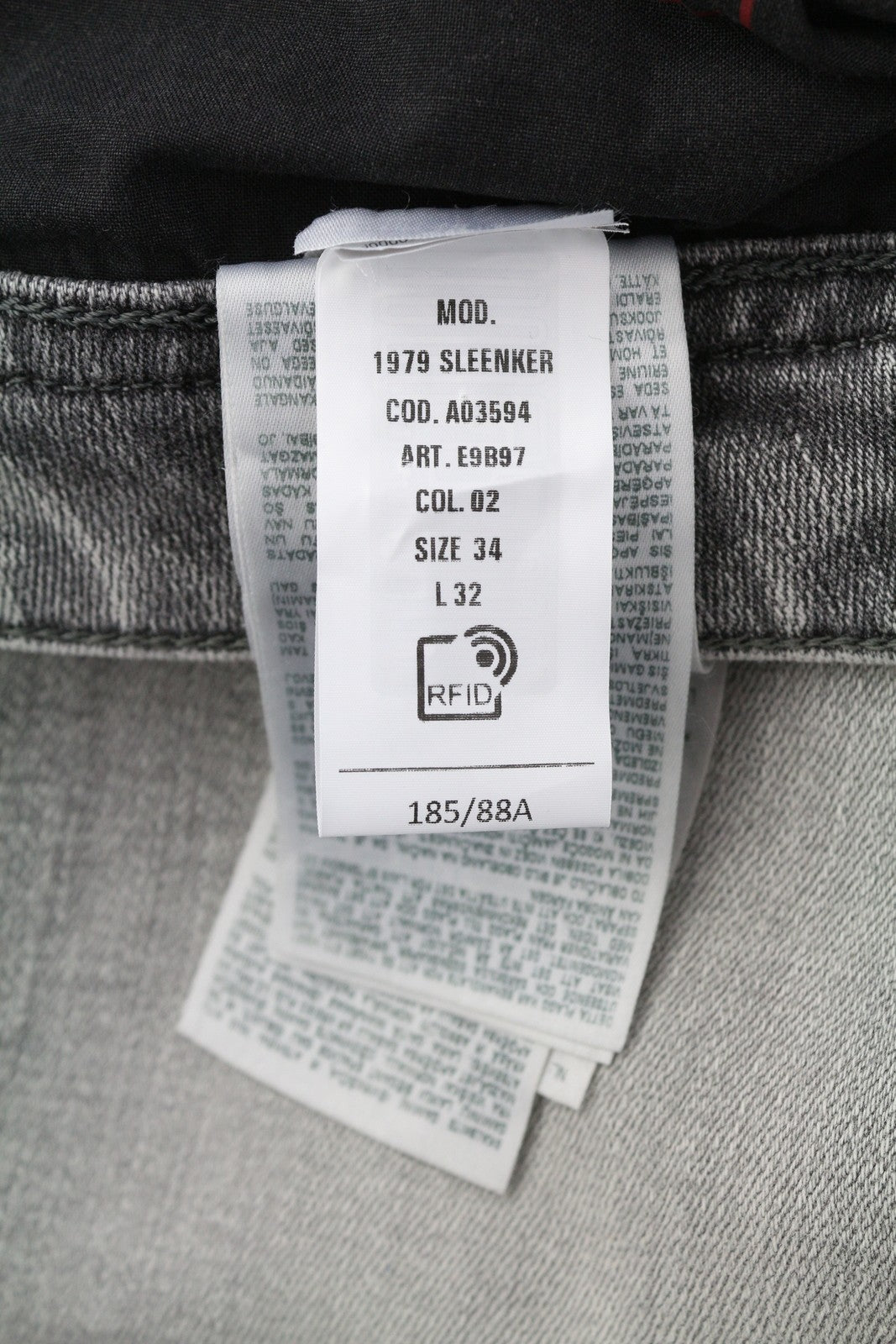 DIESEL 1979 Sleenker E9B97 Men's W34/L32 Skinny Grey Denim Low Waist RRP250