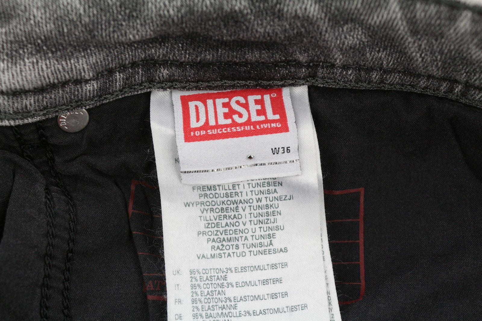 DIESEL 1979 Sleenker E9B97 Men's W36/L30 Skinny Grey Low Rise Distress RRP250