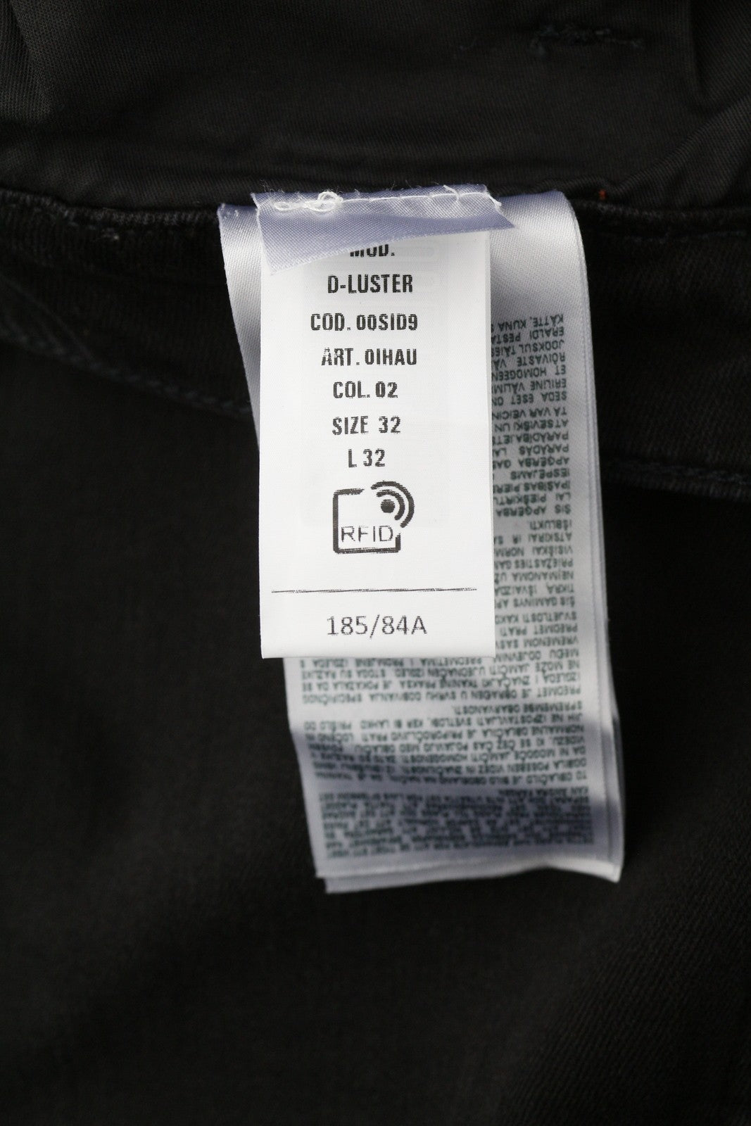 DIESEL D-Luster 0IHAU Men's W32/L32 Slim Black Denim Washed Button Jeans