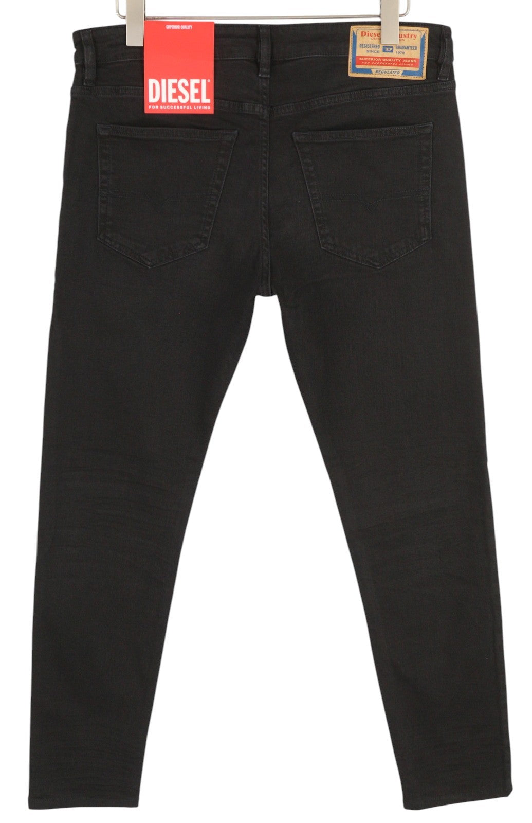 DIESEL D-Luster 0IHAU Men's W36/L32 Slim Black Washed Buttoned Denim