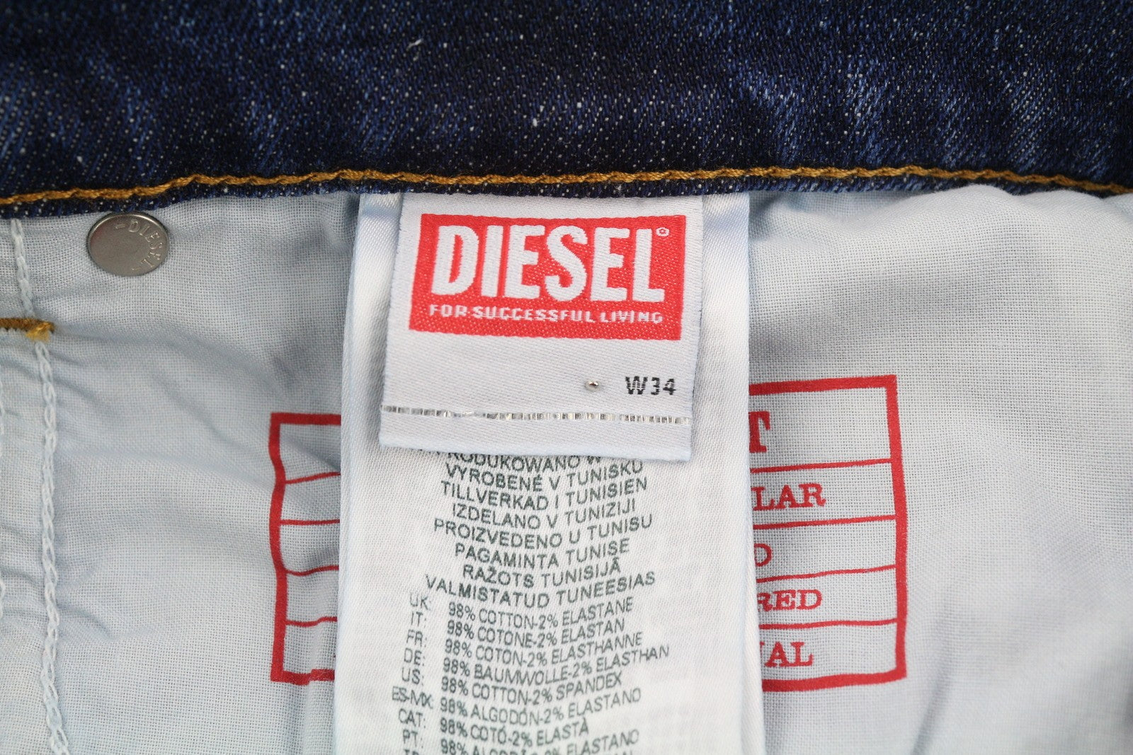 DIESEL 2005 D-Fining 09E45 Men's W34/L32 Blue Wash Regular Distressed RRP175