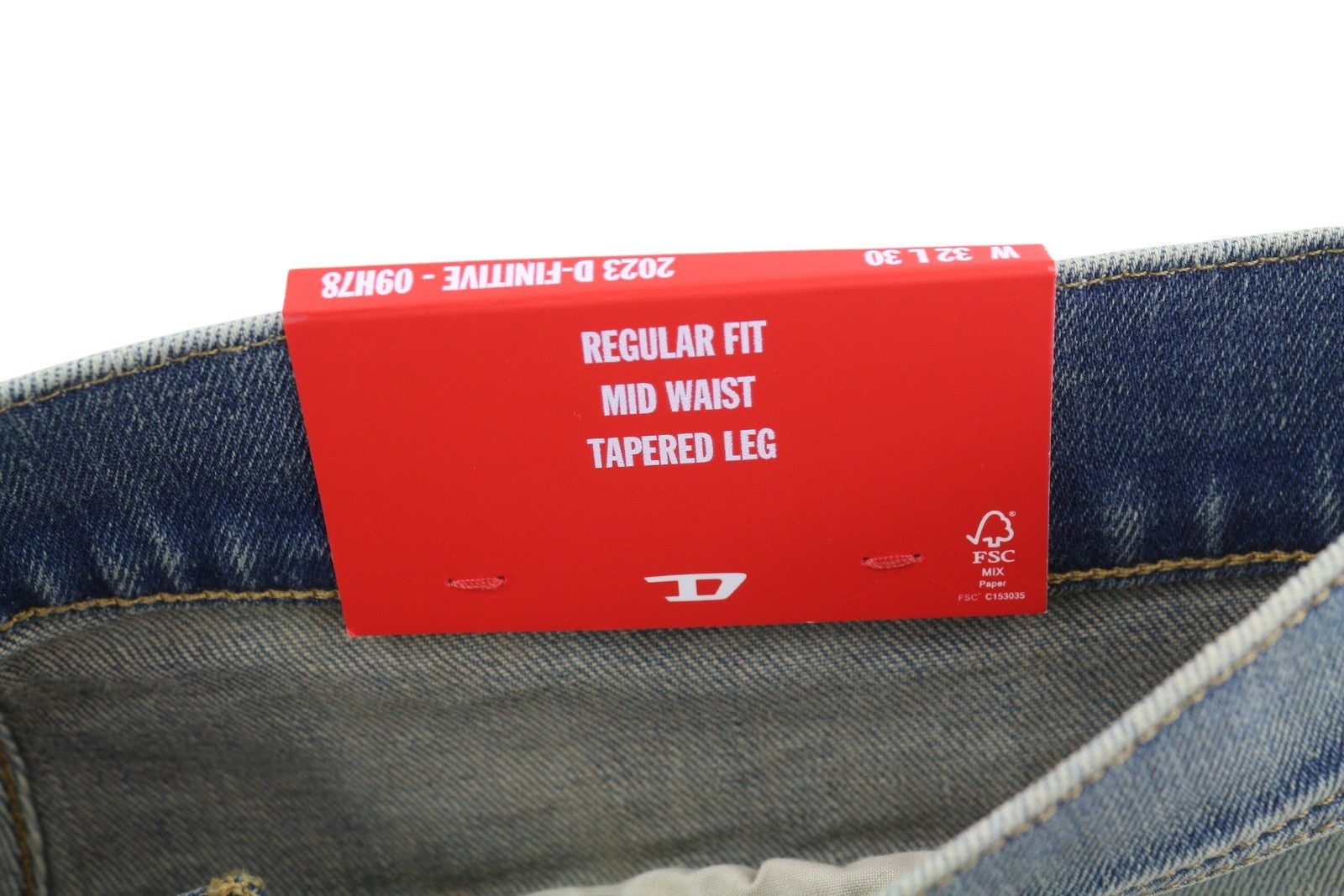 DIESEL 2023 D-Finitive 09H78 Men's W32/L30 Blue Denim Tapered Regular RRP295