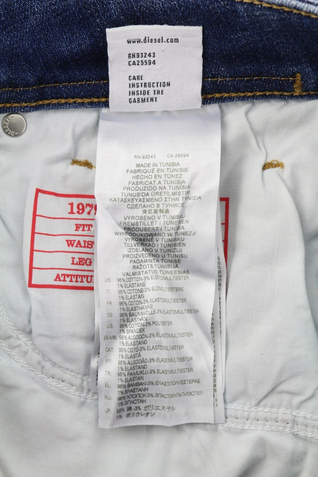 DIESEL 1979 Sleenker 09G35 Men's W34/L30 Skinny Washed Blue Low Waist RRP250