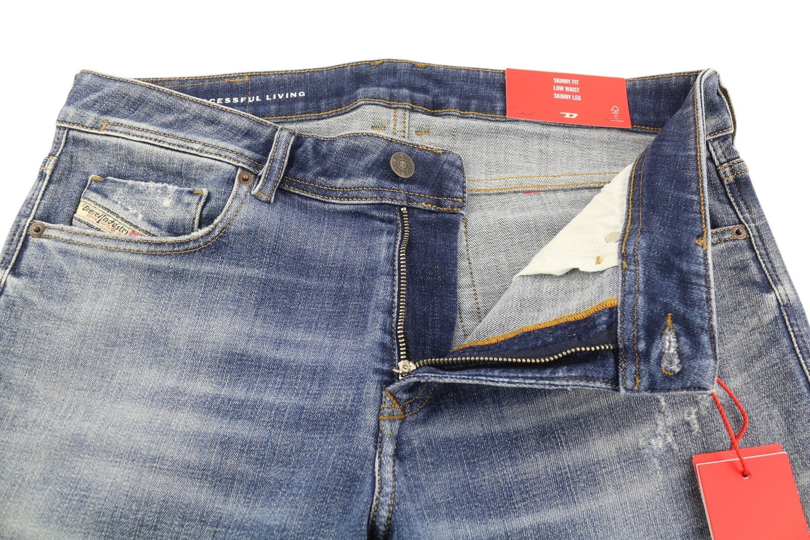 DIESEL 1979 Sleenker 09G35 Men's W34/L30 Skinny Washed Blue Low Waist RRP250