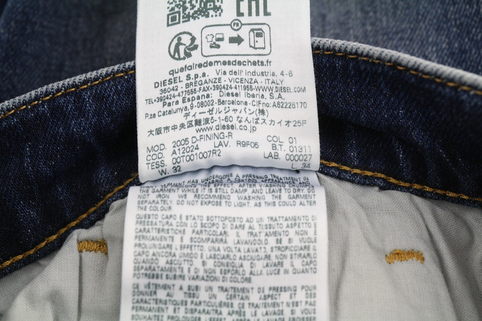 DIESEL 2005 D-Fining R9F05 Men W32/L34 Distressed Tapered Regular Denim RRP225