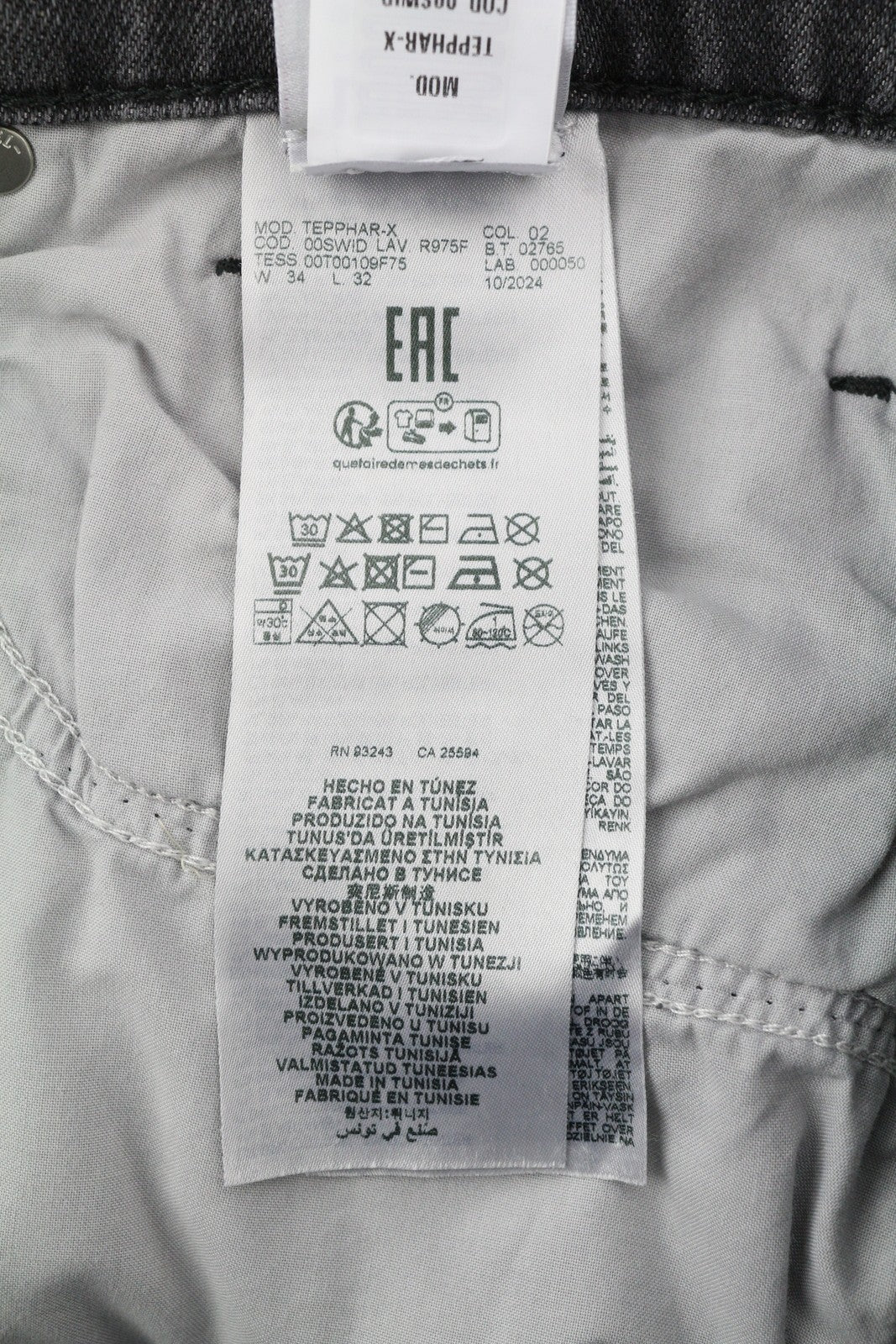 DIESEL Tepphar-X R975F Men's W36/L32 Skinny Grey Denim Button Fly Washed RRP175