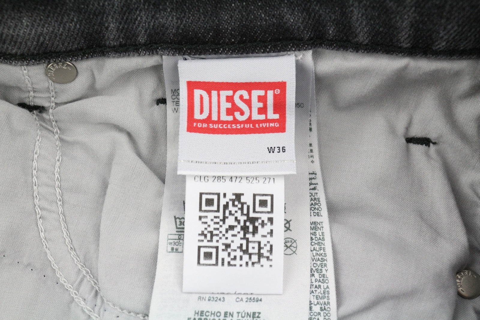 DIESEL Tepphar-X R975F Men's W36/L32 Skinny Grey Denim Button Fly Washed RRP175