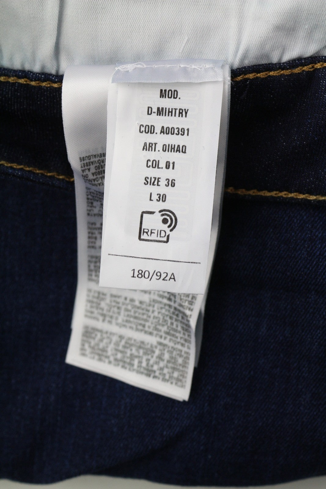 DIESEL D-Mihtry 0IHAQ Men's W36/L30 Straight Blue Denim Washed Regular