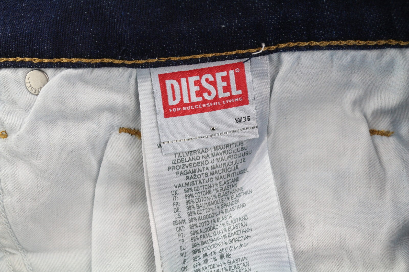 DIESEL D-Mihtry 0IHAQ Men's W36/L30 Straight Blue Denim Washed Regular