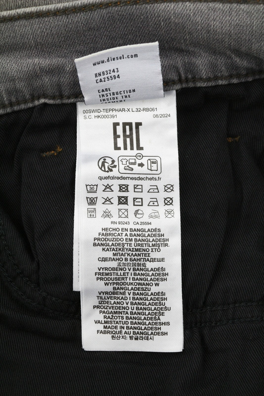 DIESEL Tepphar RB061 Men's W34/L32 Slim Grey Button Fly Washed Denim RRP175