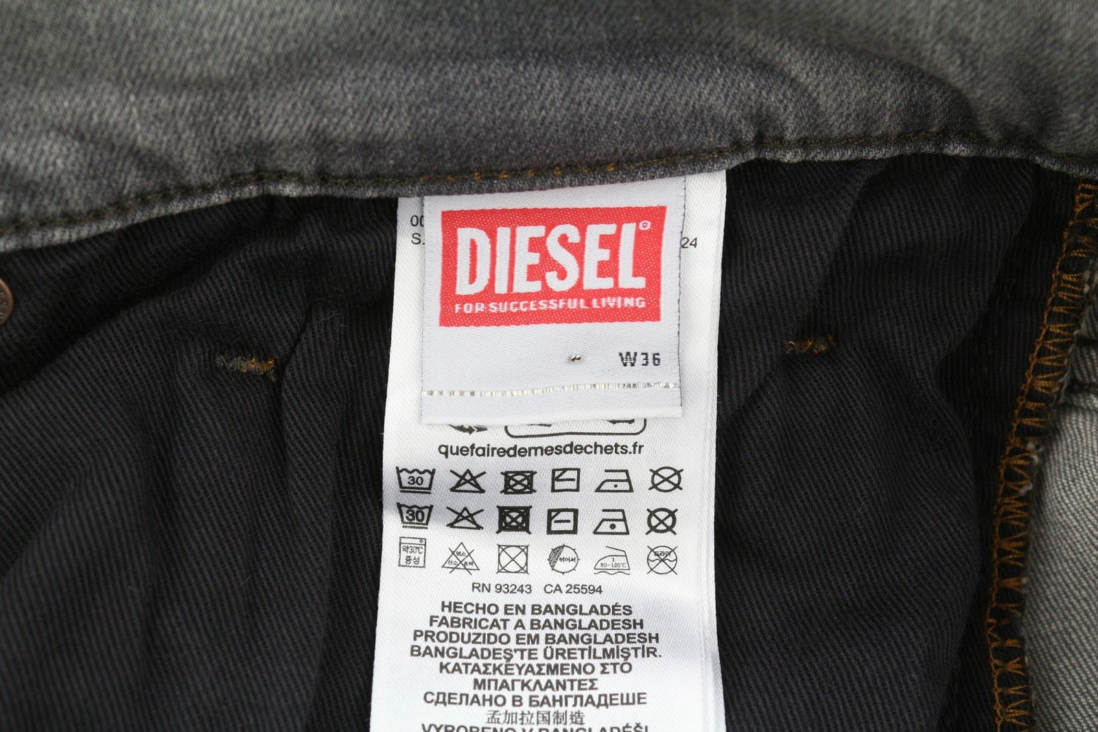 DIESEL Tepphar RB061 Men's W36/L32 Slim Grey Washed Button Fly Denim RRP175