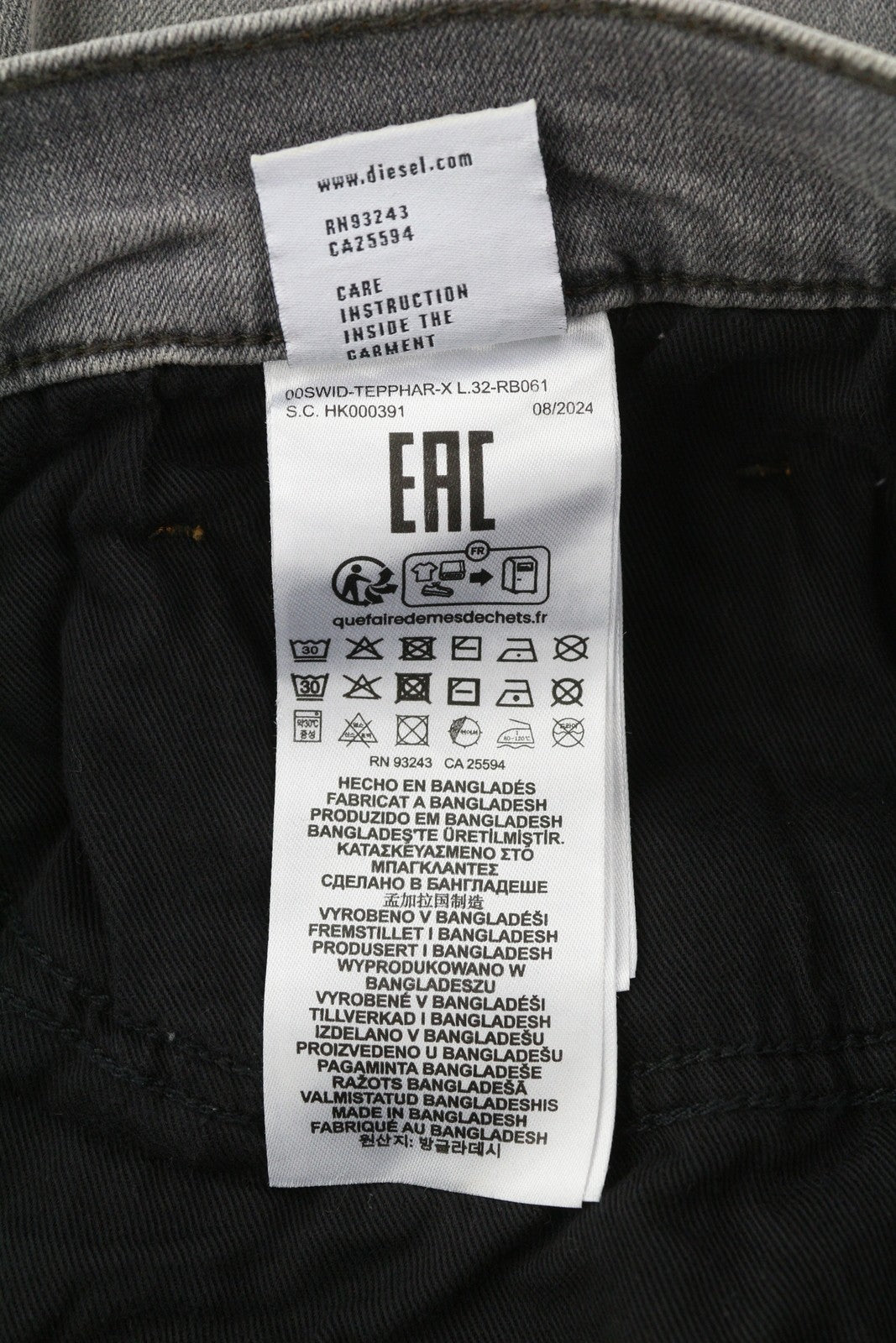 DIESEL Tepphar RB061 Men's W36/L32 Slim Faded Grey Button Fly Denim RRP175