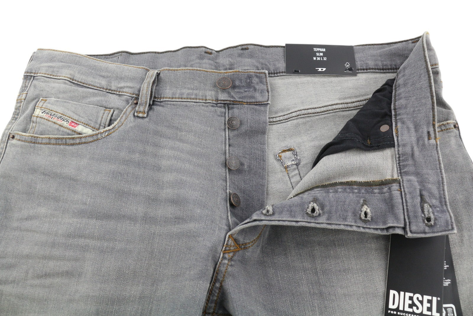 DIESEL Tepphar RB061 Men's W36/L32 Slim Faded Grey Button Fly Denim RRP175