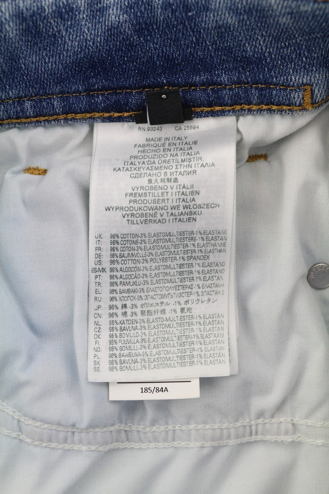 DIESEL Sleenker-Z 09C01 Men's W32/L32 Skinny Washed Blue Zip Fly Denim RRP195