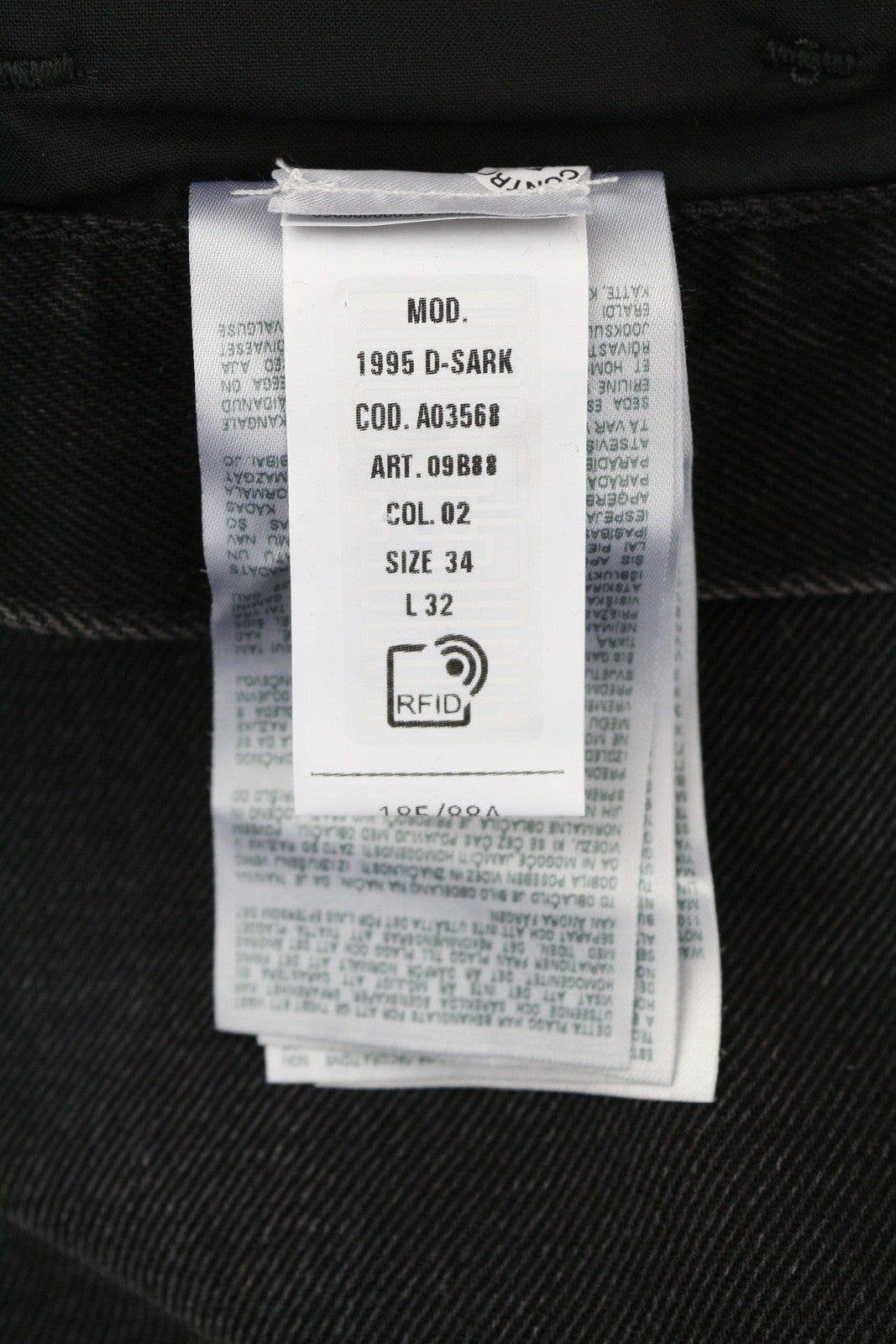 DIESEL 1995 D-Sark 09B88 Men's W34/L32 Slim Straight Black Denim Jeans RRP185