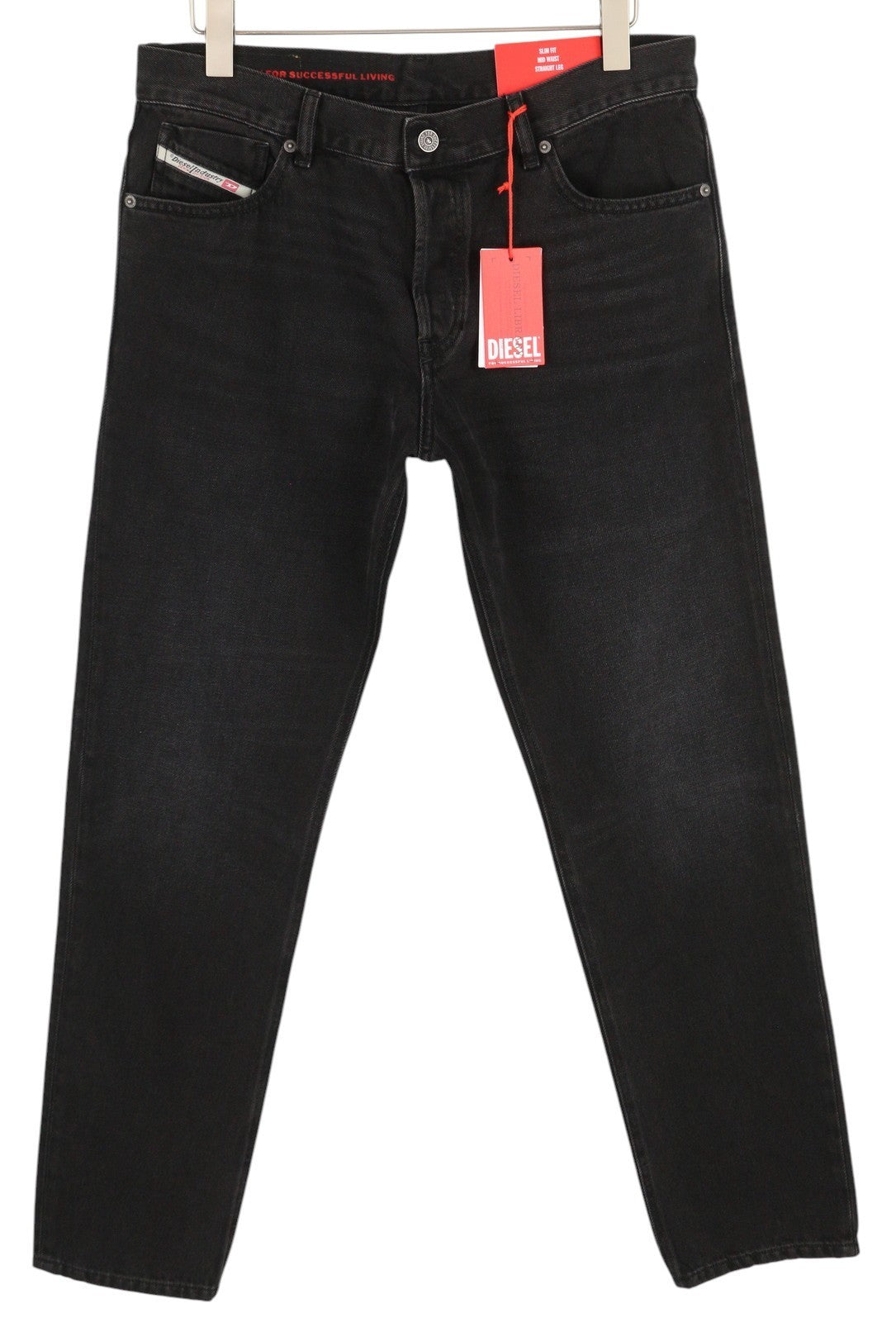 DIESEL 1995 D-Sark 09B88 Men's W34/L32 Slim Straight Black Denim Jeans RRP185