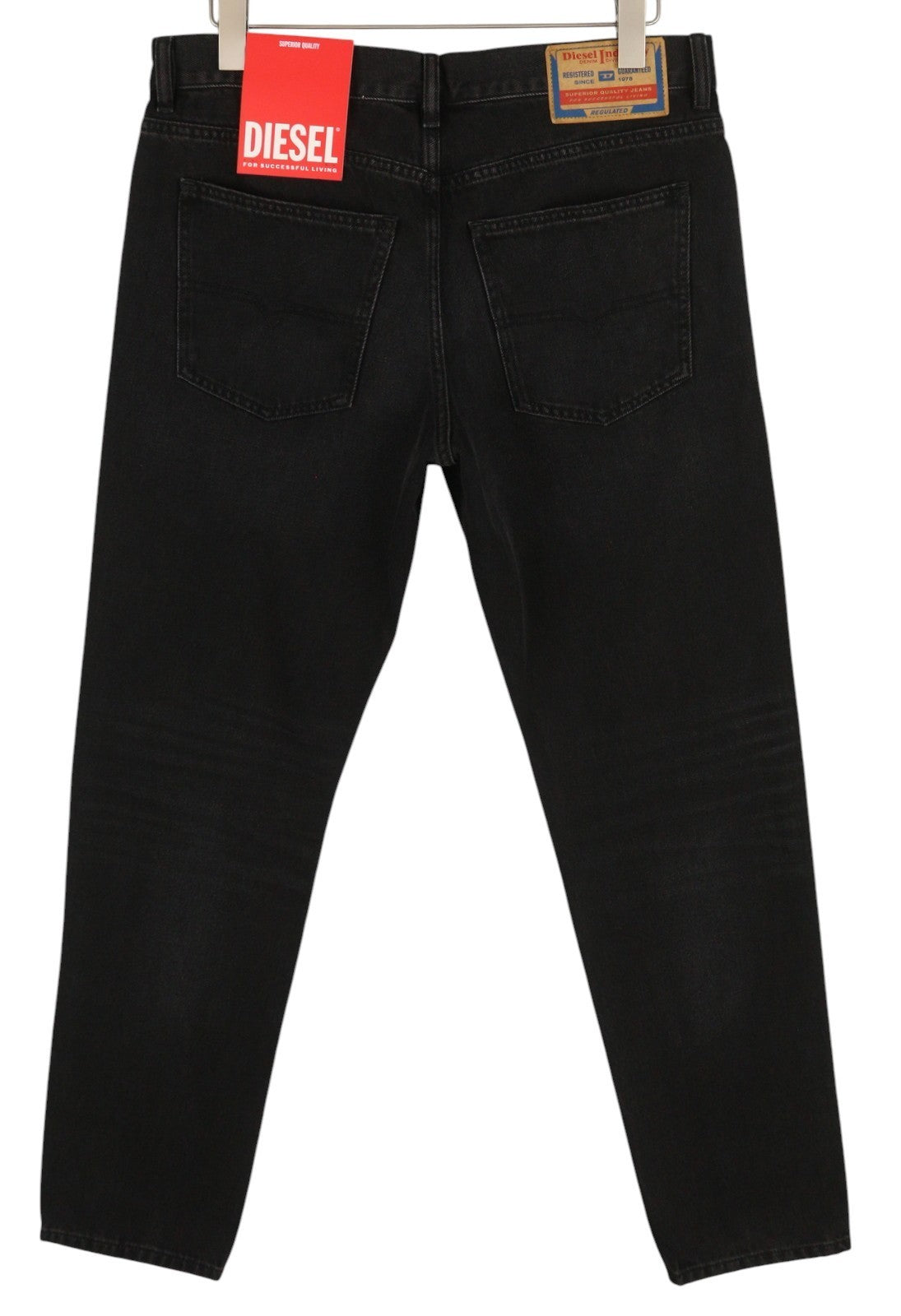 DIESEL 1995 D-Sark 09B88 Men's W34/L32 Slim Straight Black Denim Jeans RRP185