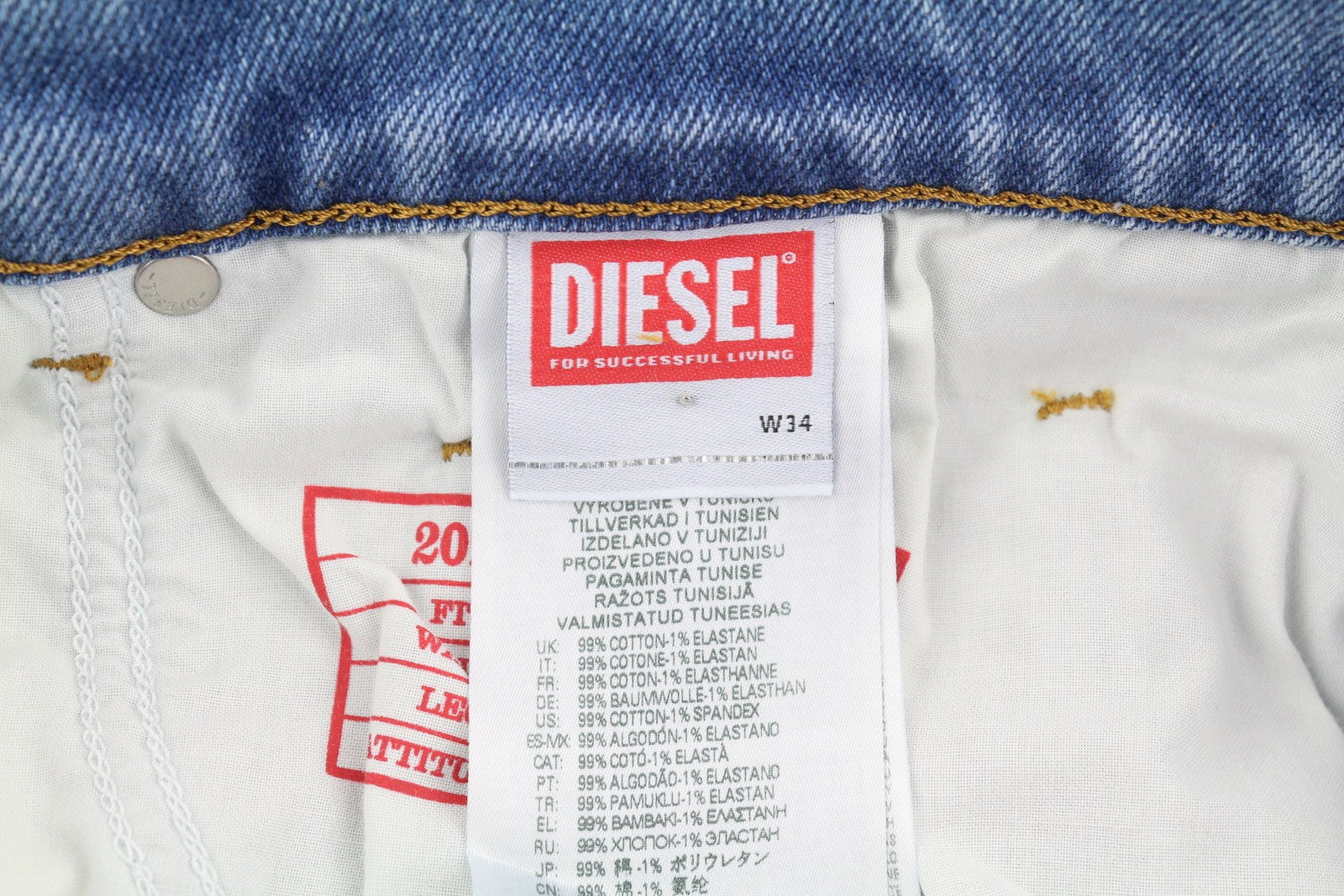 DIESEL 2019 D-Strukt 9C08L Men's W34/L30 Slim Washed Blue Zip Fly Denim RRP250