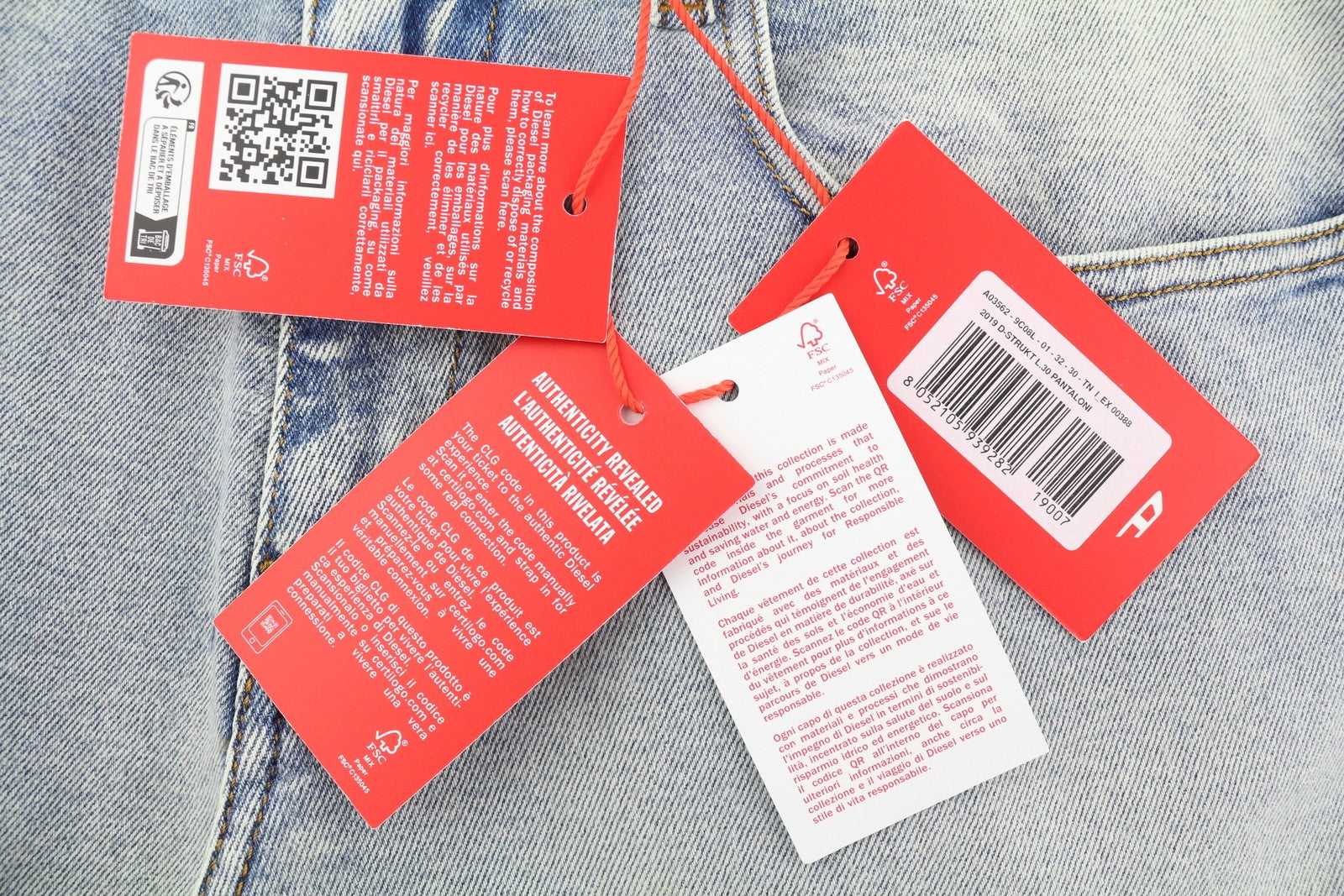 DIESEL 2019 D-Strukt 9C08L Men's W32/L30 Slim Blue Washed Zip Fly Denim RRP250