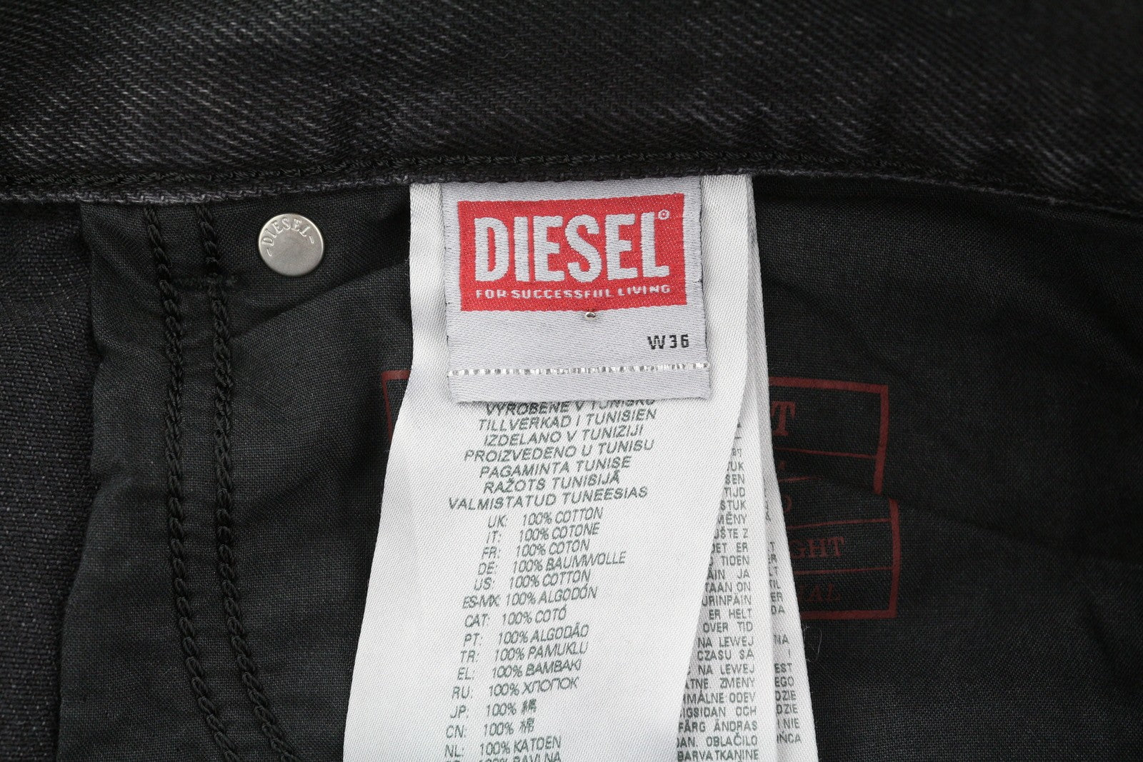 DIESEL 1995 09B88 Men's W36/L32 Slim Straight Black Washed Button Denim RRP185