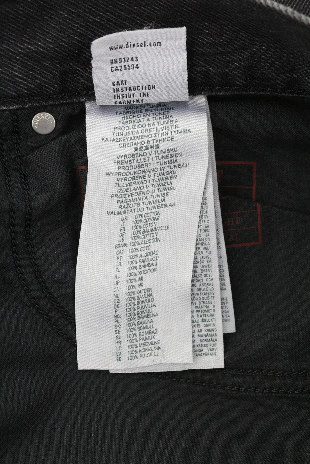 DIESEL 1995 09B88 Men's W32/L32 Slim Black Straight Button Washed Denim RRP185