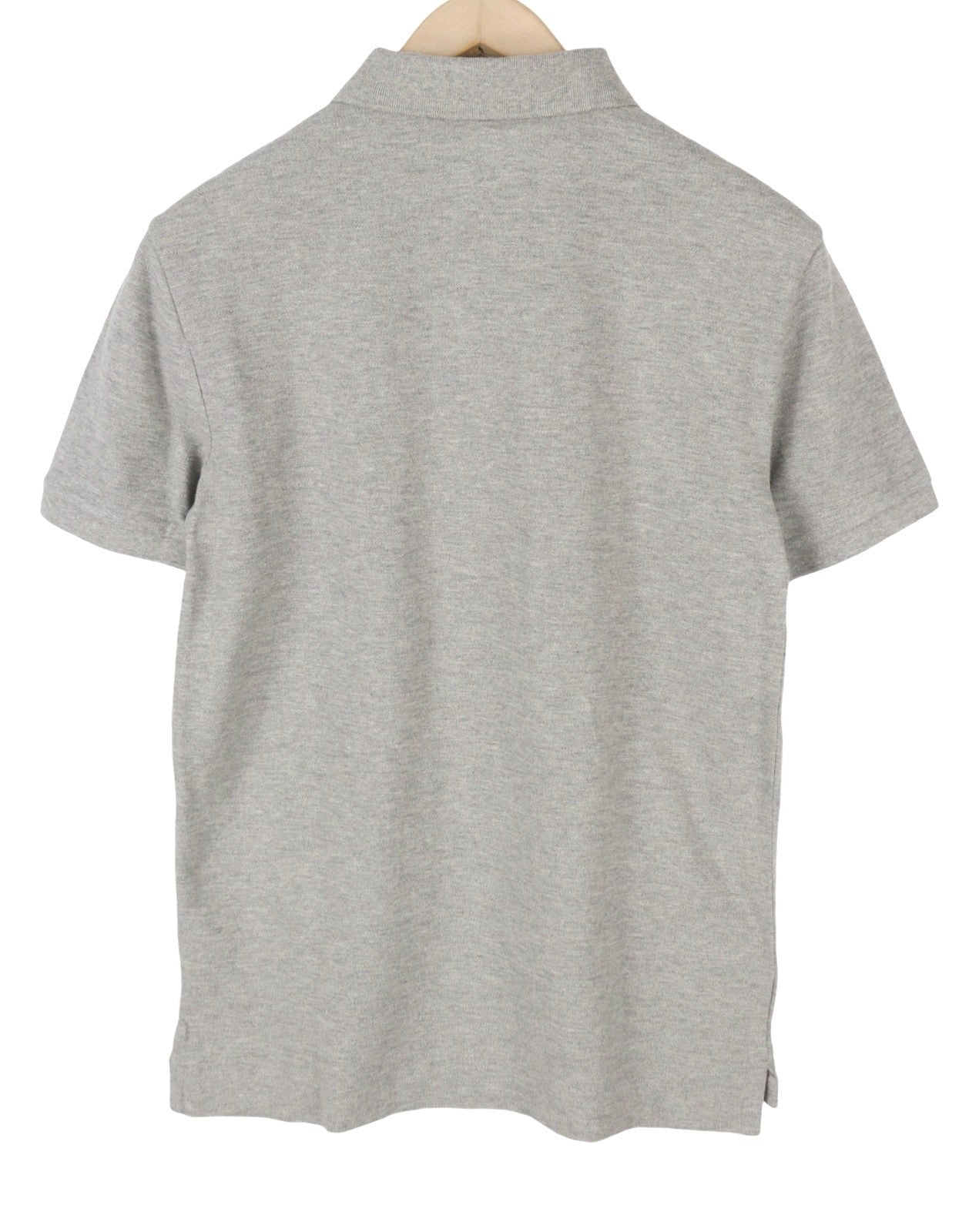 RALPH LAUREN Custom Slim Fit Men Polos S Grey Melange Cotton Logo Short Sleeve