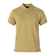 RALPH LAUREN Custom Slim Fit Men Polos L Beige Embroidered Logo Short Sleeve