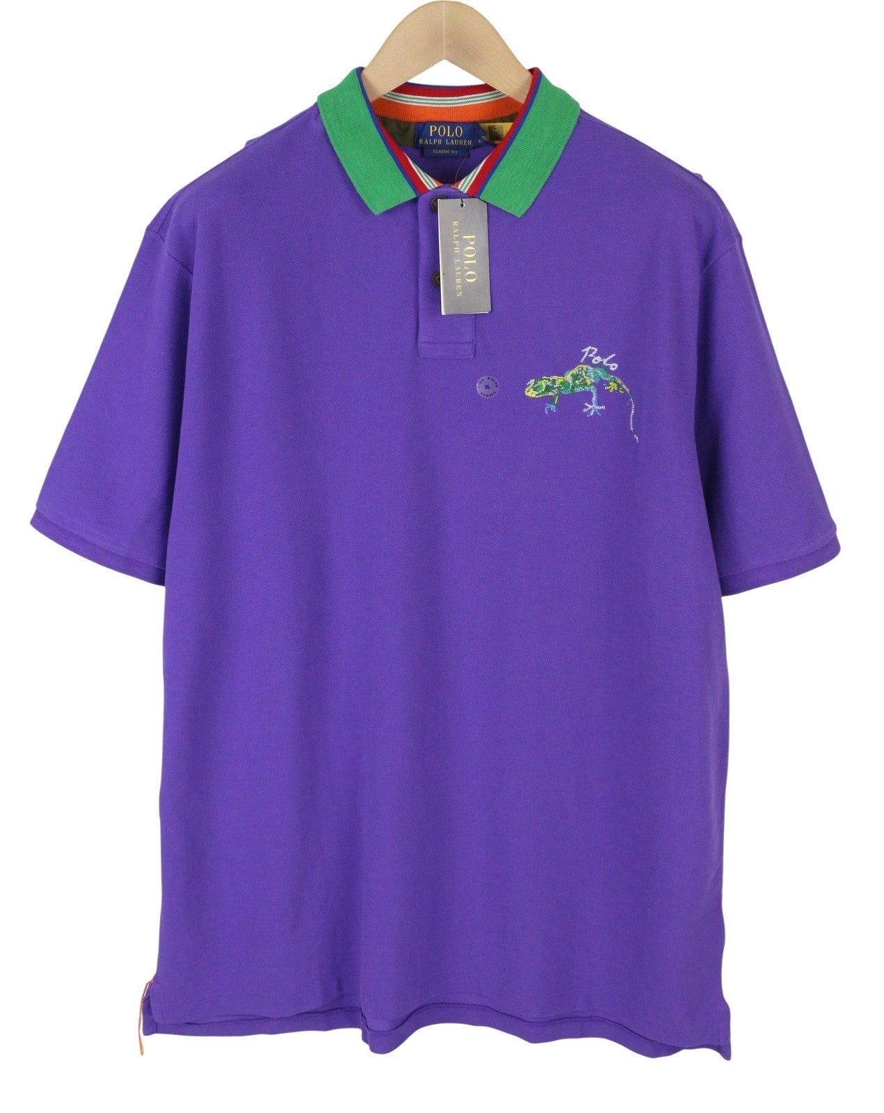 RALPH LAUREN Classic Fit Men Polos XL Purple Embroidered Logo Short Sleeve