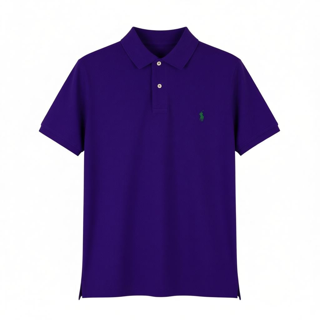 RALPH LAUREN Custom Slim Fit Men Polos 2XL Purple Cotton Logo Short Sleeve
