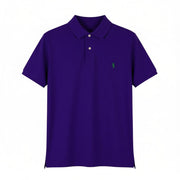 RALPH LAUREN Custom Slim Fit Men Polos 2XL Purple Cotton Logo Short Sleeve